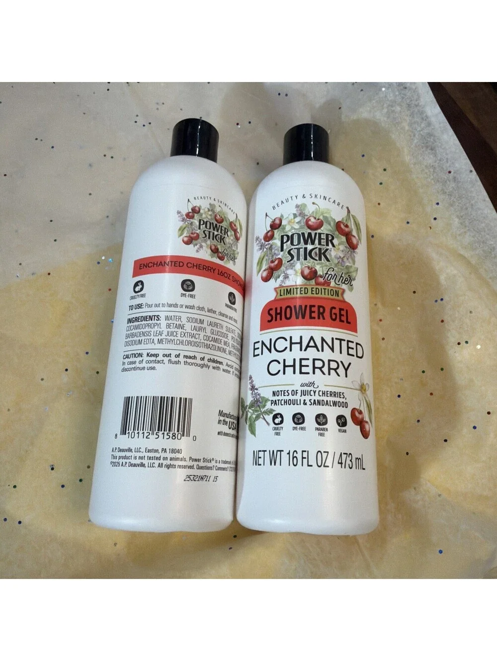Lot of 2 Power Stick Shower Gel Enchanted Cherry 16 fl oz Rare Fast Shipping